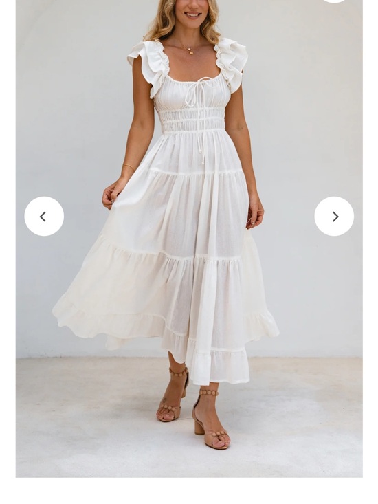 ELF Dresses & Skirts - Bali Elf Aura White Ruffle Sleeve Smocked Maxi Dress